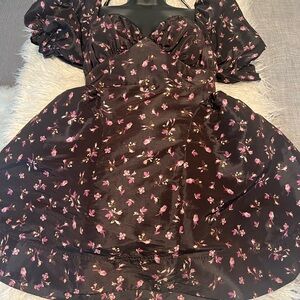 Maeve Floral Brown and Pink Dress